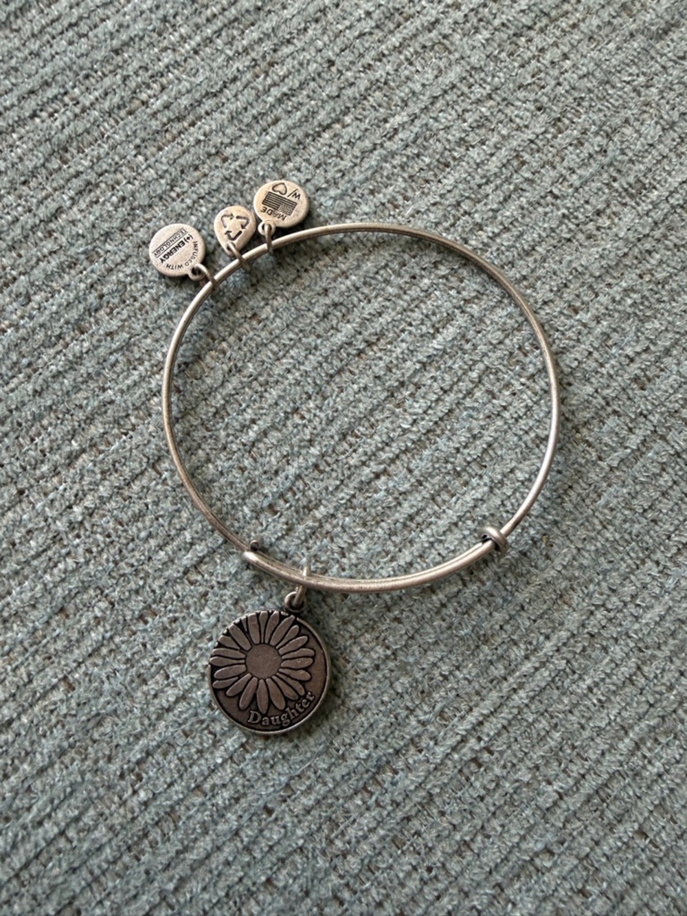 Alex and Ani Silver 'Daughter' Daisy Charm Bangle Bracelet